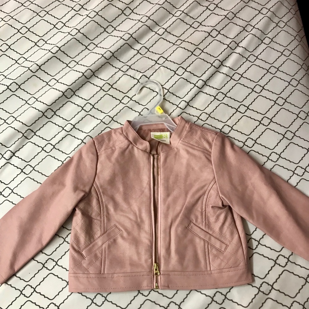 Little girl pink leather jacket